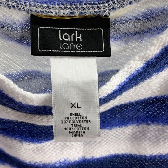 LARK LANE Women's Shirt Top Stripe Long Sleeve Pullover Tie Waist Sz XL Oversiz - Picture 4 of 5